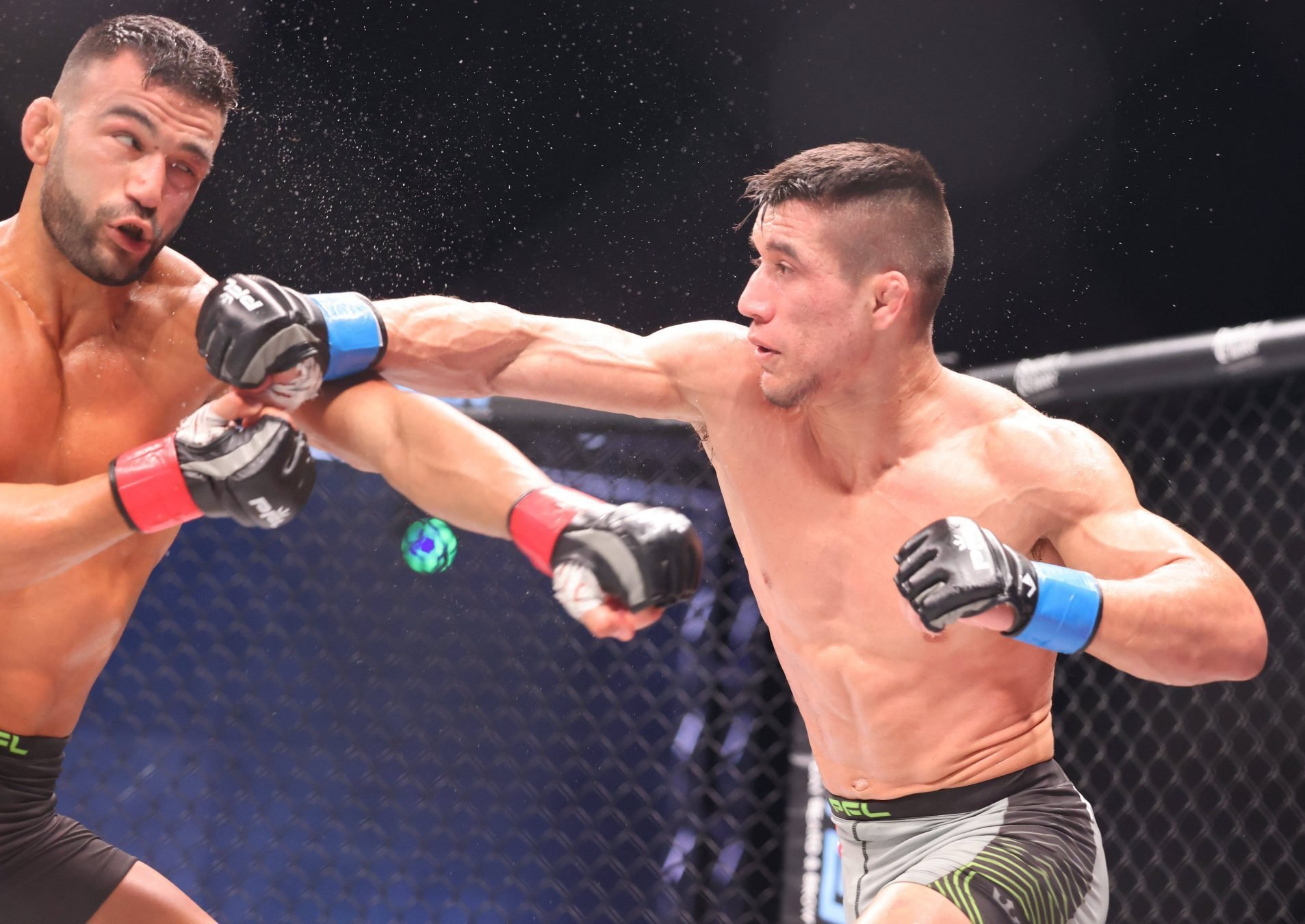 February 17, 2023, Orlando, FL, USA: ORLANDO, FL - February 17 Anthony Romero lands a right on Antonio Caruso during week 4 of the PFL Challenger Series on February 17, 2023 at Universal Studios in Orlando, Florida. Orlando USA - ZUMAp175 20230217_zsa_p175_023 Copyright: xAaronxLitzx