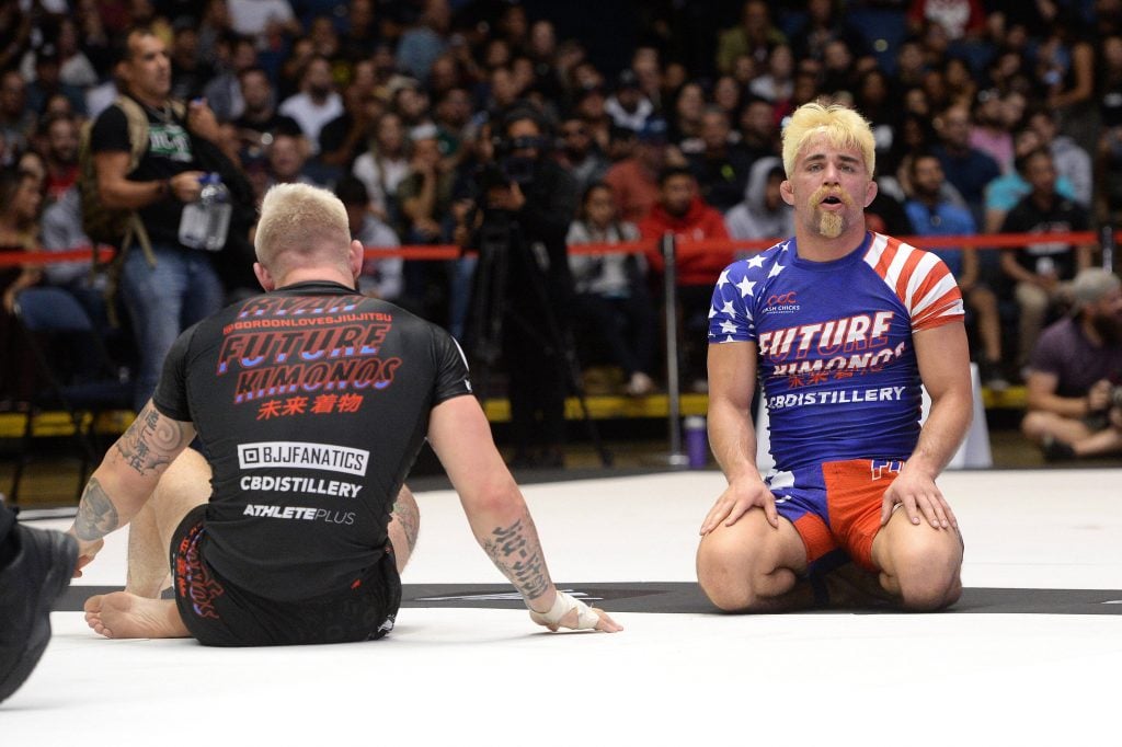 FloSports: FloGrappling ADCC World Championship, WM, Weltmeisterschaft Sep 29, 2019; Anaheim, CA, USA; Garry Tonon (blue) fights Gordon Ryan (red) during the ADCC World Championship at Anaheim Convention Center. Mandatory Credit: Orlando Ramirez-USA TODAY Sports, 29.09.2019 16:36:26, 13439479, FloSports, Anaheim Convention Center PUBLICATIONxINxGERxSUIxAUTxONLY Copyright: xOrlandoxRamirezx 13439479