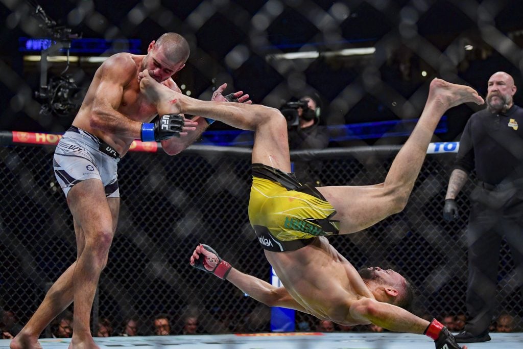 MMA: UFC 270-Pereira vs Fialho, Jan 22, 2022; Anaheim, California, USA; Michel Pereira (red gloves) competes against Andre Fialho (blue gloves) during UFC 270 at Honda Center. Mandatory Credit: Gary A. Vasquez-USA TODAY Sports, 22.01.2022 20:06:09, 17550644, NPStrans, Michel Pereira, Honda Center, TopPic, wow, MMA PUBLICATIONxINxGERxSUIxAUTxONLY Copyright: xGaryxA.xVasquezx 17550644