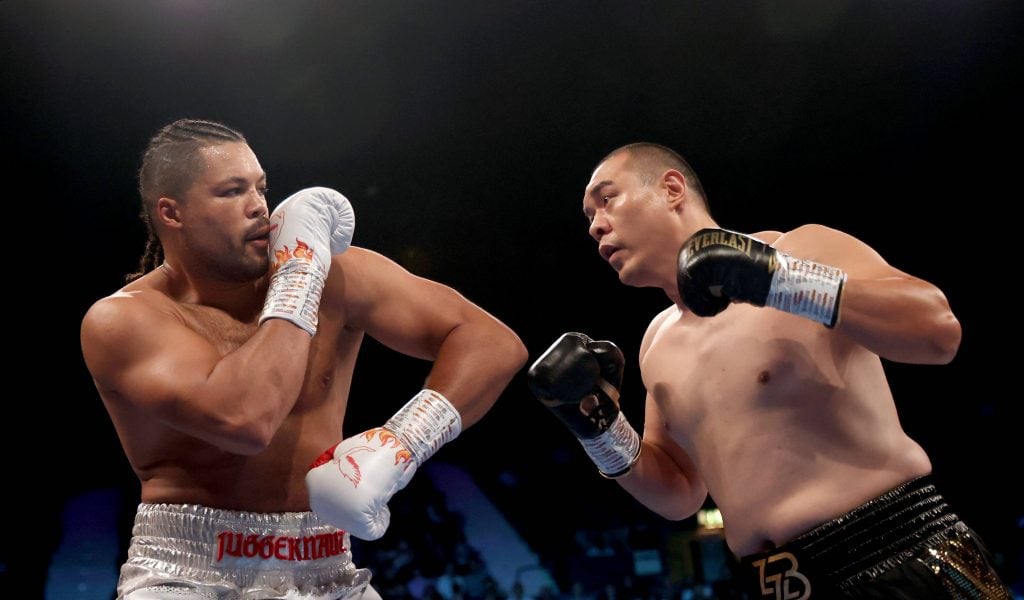 Joe Joyce and Zhilei Zhang exchange during their rematch in London
