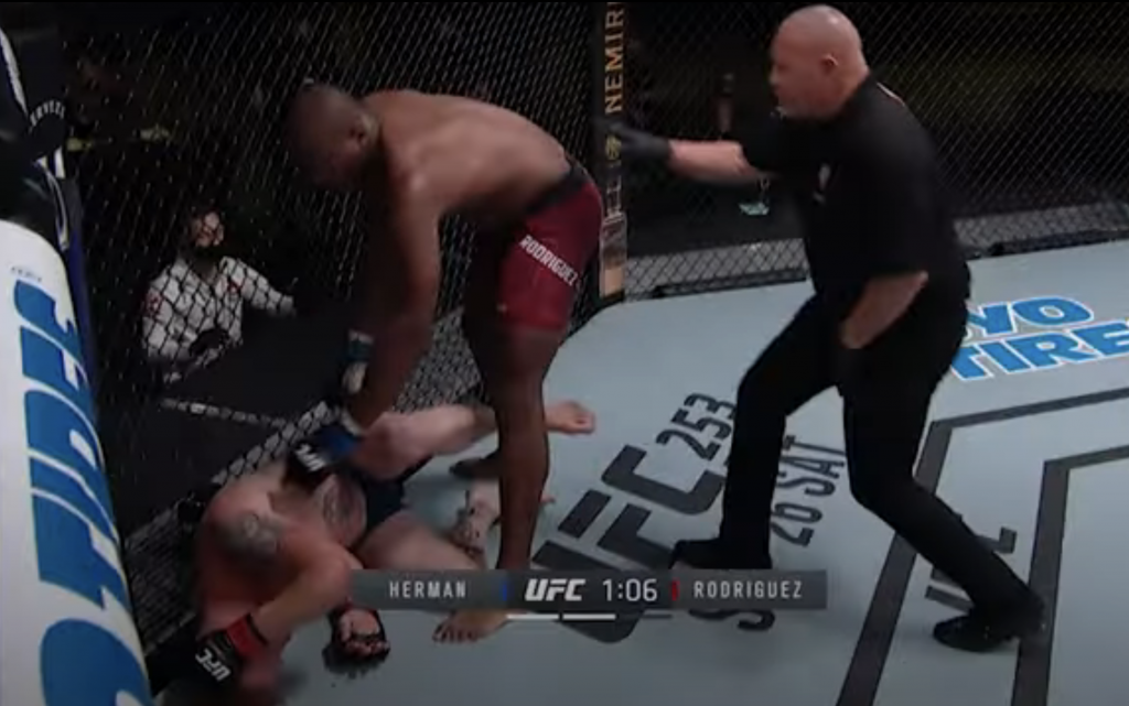 Chris Tognoni reffing Herman vs Rodriguez at UFC Vegas