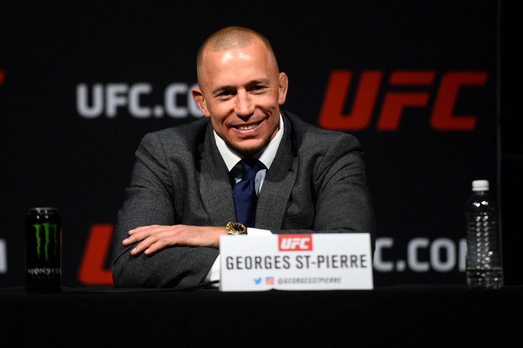 MMA: UFC 209-Weigh Ins, Mar 3, 2017; Las Vegas, NV, USA; Georges St-Pierre speaks during a press conference, PK, Pressekonferenz to promote his middleweight title bout against Michael Bisping (not pictured) prior to weigh ins for UFC 209 at T-Mobile Arena. Mandatory Credit: Joe Camporeale-USA TODAY Sports, 03.03.2017 14:48:38, 9913955, T-Mobile Arena, Georges St-Pierre, Michael Bisping, MMA PUBLICATIONxINxGERxSUIxAUTxONLY Copyright: xJoexCamporealex 9913955