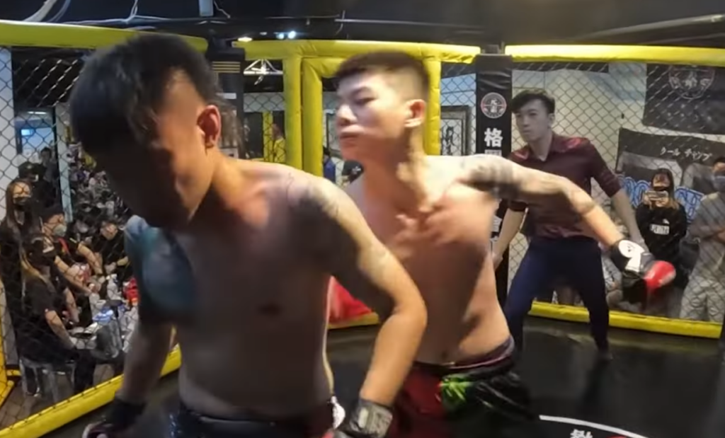 MMA fighter turns his back and TKD guy lands a reach around punch to his face