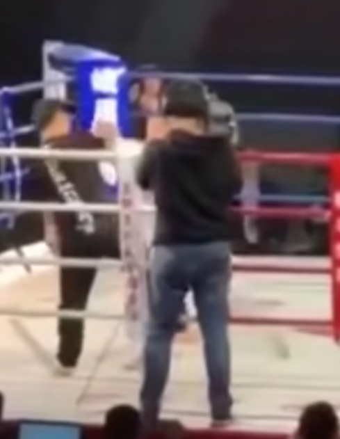 Tai Chi master faces Iron Palm master in a ring, opening attack