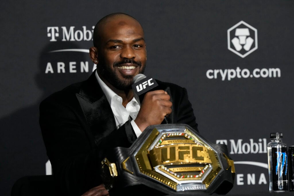 March 5, 2023, Las Vegas, NV, LAS VEGAS, NEVADA, United States: LAS VEGAS, NV - March 5: Jon Jones meets with the media following his win over Cyril Gane at T-Mobile Arena for UFC 285 -Jones vs Gane : Event on March 5, 2023 in Las Vegas, NV, United States. Las Vegas, NV United States - ZUMAp175 20230305_zsa_p175_006 