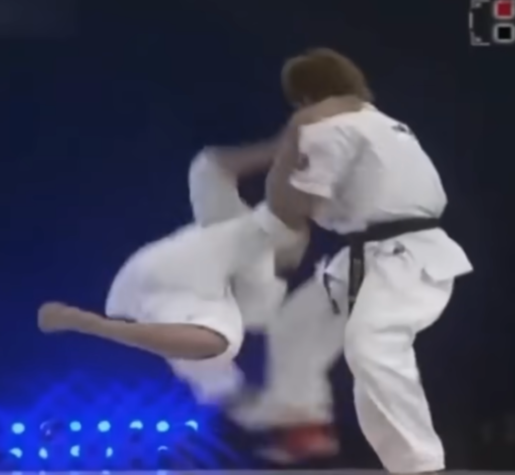 Tai Chi practitioner lands a corkscrew kick
