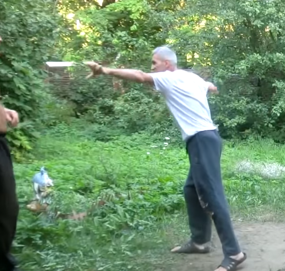 Old men in Russia attempting martial arts techniques