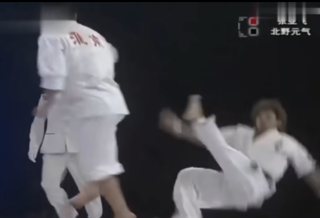 Tai Chi practitioner sends opponent flailing with side kick