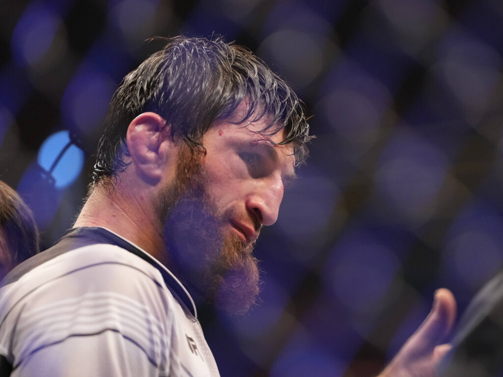 MMA: UFC 282 - Blachowicz vs Ankalaev Dec 10, 2022; Las Vegas, Nevada, USA; Magomed Ankalaev (blue gloves) reacts after the fight against Jan Blachowicz (red gloves) during UFC 282. The fight was called in a draw at T-Mobile Arena. Las Vegas T-Mobile Arena Nevada USA, EDITORIAL USE ONLY PUBLICATIONxINxGERxSUIxAUTxONLY 20221210_szo_cs1_0381