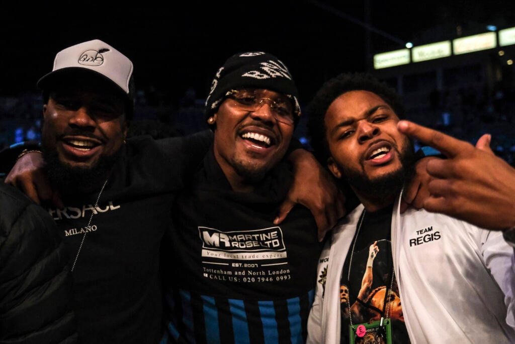November 26, 2022, Carson, CA, USA: Middleweight champion Jermall Charlo celebrates after his friend Regis Prograis defeated Jose Zepeda in the WBC super lightweight title bout at Dignity Health Sports Park. Carson USA - ZUMAd151 20221126_znp_d151_065
