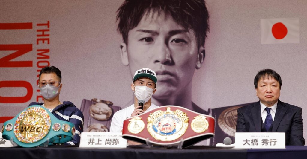 Boxing: Inoue ahead of historic fight Japanese boxer Naoya Inoue (C) attends a press conference, PK, Pressekonferenz in Yokohama in Kanagawa Prefecture on Dec. 24, 2023, two days ahead of a fight that could make him the second man to unify all four world championships in two different weight classes. He will face the Philippines Marlon Tapales at Tokyo s Ariake Arena for the undisputed super bantamweight world title. PUBLICATIONxINxAUTxBELxBIHxBULxCZExDENxESTxFINxFRAxGEOxGERxGRExHUNxISLxIRLxITAxLATxLTUxLUXxLIExMKDxNORxPORxPOLxROUxSVKxSUIxSRBxSLOxESPxTURxUKxUAExONLY A14AA0002270234P