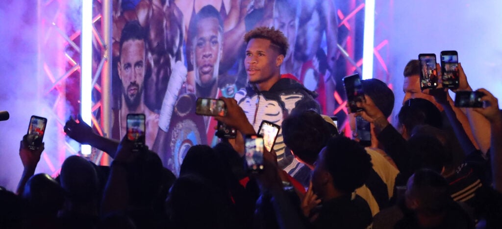 May 20, 2023, Las Vegas, Nevada, LAS VEGAS, NEVADA, United States: LAS VEGAS, NEVADA -May 20: Devin Haney walks in the arena for the 12-round main-event Undisputed Lightweight Title bout at TopRank on ESPN - Haney v Loma at MGM Grand Garden Arena on May 20, 2023 in Las Vegas, Nevada. Las Vegas, Nevada United States - ZUMAp175 20230520_zsa_p175_253