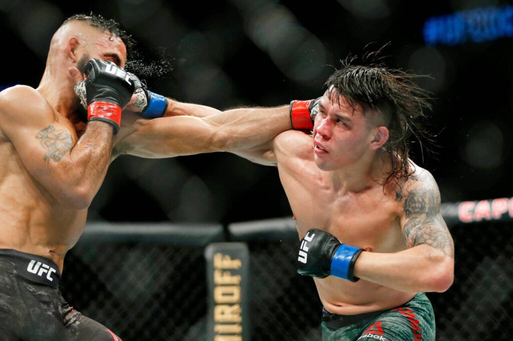 MMA: UFC Fight Night-Washington DC-Font vs Simon, Dec 7, 2019; Washington, DC, USA; Rob Font (red gloves) fights Ricky Simon (blue gloves) during UFC Fight Night at Capital One Arena. Mandatory Credit: Amber Searls-USA TODAY Sports, 07.12.2019 21:32:06, 13764559, Capital One Arena, NPStrans, UFC Fight Night, MMA, TopPic, Ricky Simon PUBLICATIONxINxGERxSUIxAUTxONLY 13764559