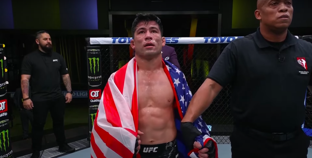 Hyder Amil during his post-fight interview at UFC Vegas 86 | Credit: Official UFC YouTube Channel