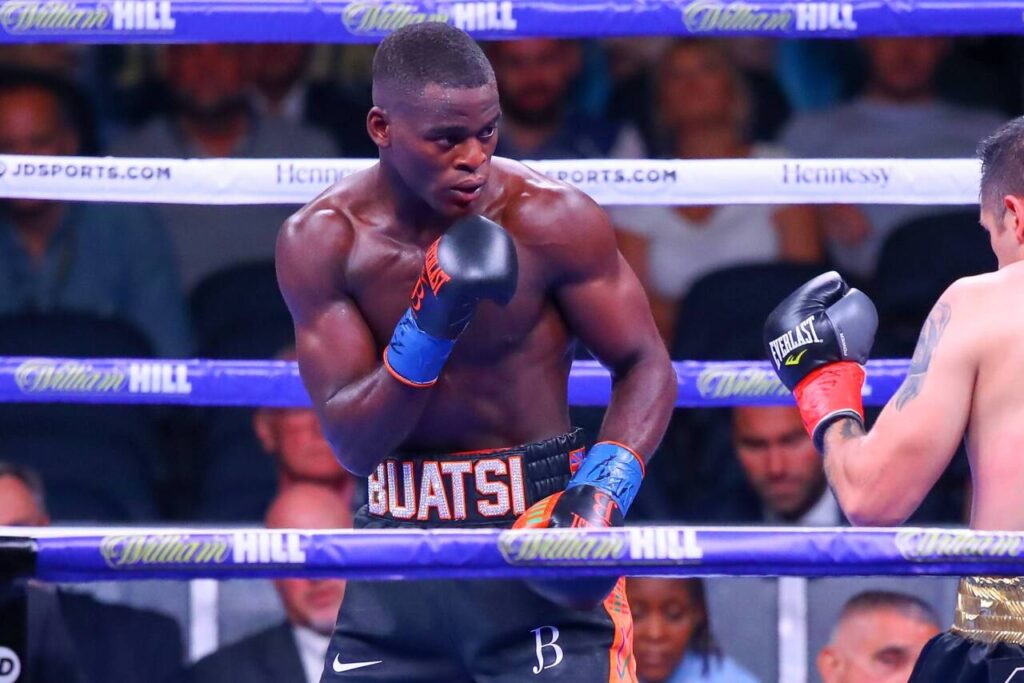 NEW YORK, NY - JUNE 01: Joshua Buatsi of England battles Marco Antonio Periban of Mexico for the WBA International Light Heavyweight Championship on June 1, 2019 at Madison Square Garden in New York, NY. (Photo by Rich Graessle Icon Sportswire) BOXING: JUN 01 Joshua Buatsi v Marco Antonio Periban PUBLICATIONxINxGERxSUIxAUTxHUNxRUSxSWExNORxDENxONLY Icon190601210