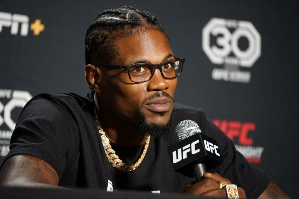 Kevin Holland speaks at the Noche UFC media day