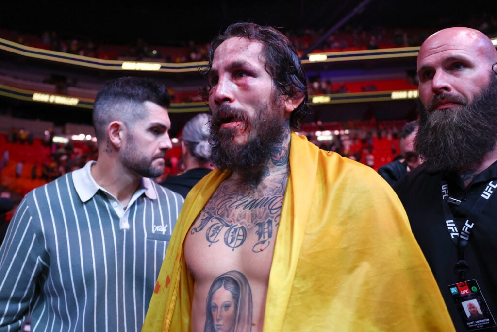 Marlon Vera heads to the back following his loss to Sean O'Malley at UFC 299